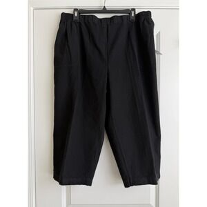 ALIA Women's Black Wide Leg Crop Elastic Waist Pull On Pants with Pockets 18 NWT
